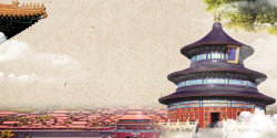 北京跟团游复古北京故宫人文旅游海报背景高清图片