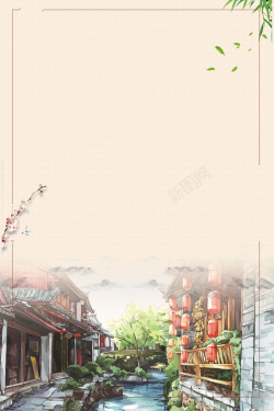 中国建筑风格岭南文化海报背景高清图片
