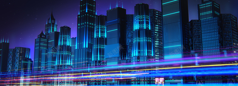 都市背景图jpg_新图网 https://ixintu.com 夜景 摄影 海报banner 车流 都市 霓虹 风景