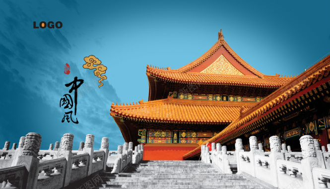 中国古建筑背景模板背景