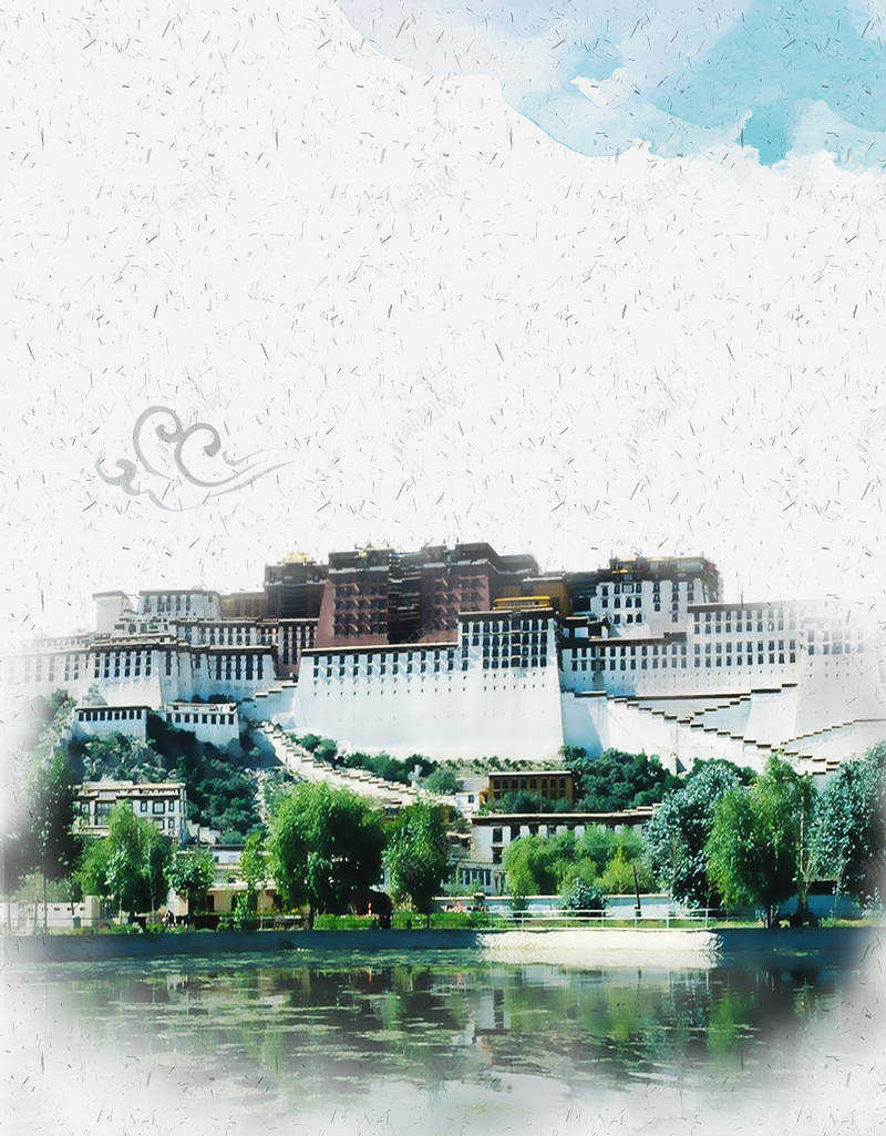 名胜古迹背景psd设计背景_新图网 https://ixintu.com 中华人民共和国西藏自治区 中国西藏 创意 城市 建筑 旅游 旅行 背景 西藏 风景