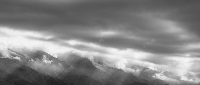 黑白简约大气自然风光山脉背景摄影图片