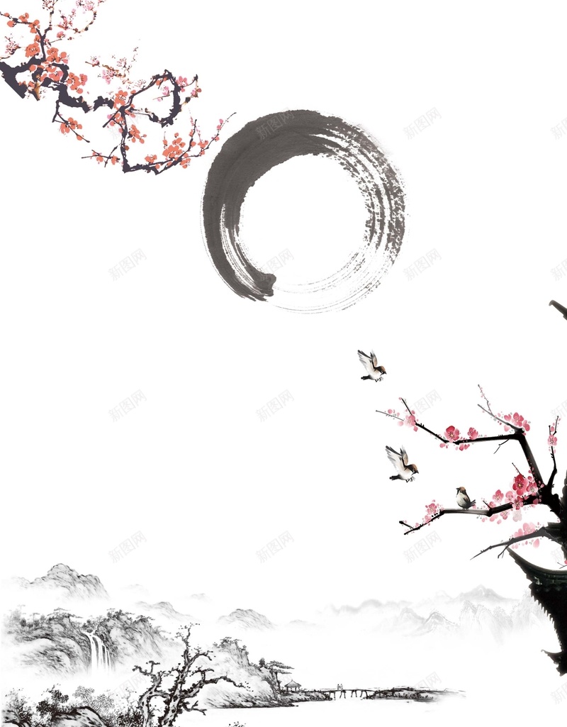 清明节中国画广告背景psd设计背景_新图网 https://ixintu.com 中国画 桃花 水墨 清明节 清明节图片 清明节宣传 清明节素材 清明节背景