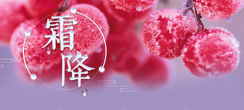 霜降文艺唯美简约bannerpsd设计背景_新图网 https://ixintu.com 二十四节气 冰霜 唯美 文艺 树挂 树枝 樱桃 清新 节气 节气海报 雪花 霜降 霜降海报