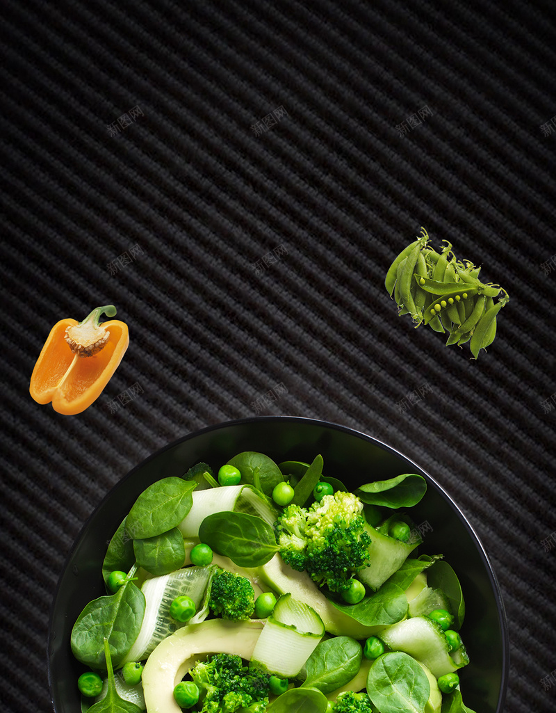 绿色食品沙拉美食海报H5背景psdpsd设计背景_新图网 https://ixintu.com H5 psd 健康食品 减肥餐 斜纹 沙拉 绿色 绿色食品 美食 蔬菜 蔬菜沙拉 质感纹理 食品 食材 黑色