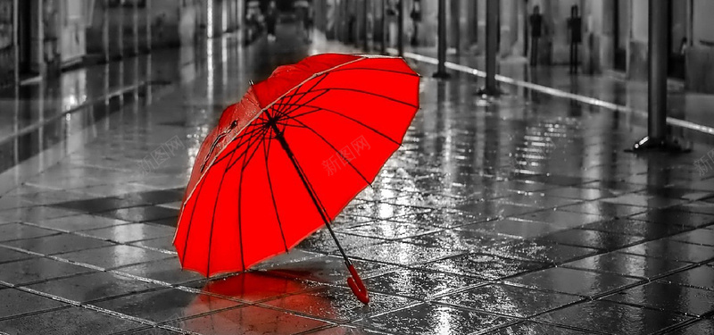雨夜街上的小红伞背景