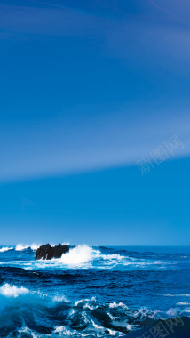 海浪拍礁H5背景摄影图片