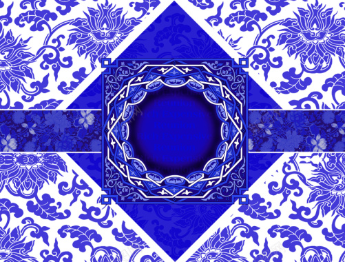 蓝色青花瓷古典礼盒送礼背景背景