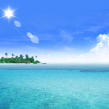 蓝天白云海岛阳光背景摄影图片