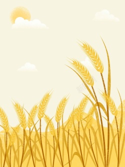金麦金色小麦手绘插画高清图片