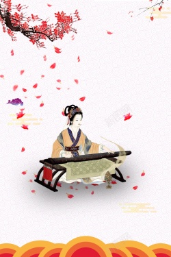 琴行广告简约中国风古筝培训高清图片