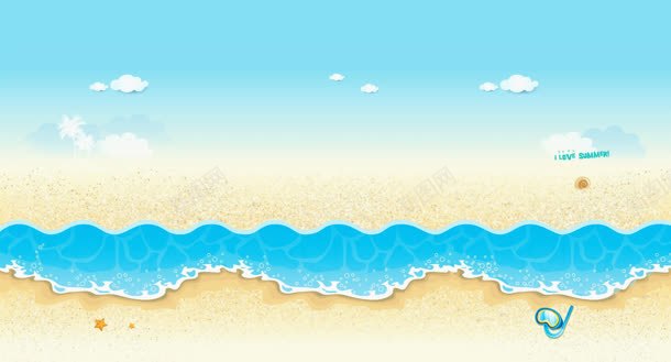 手绘卡通可爱沙滩大海jpg设计背景_新图网 https://ixintu.com 儿童拍照背景 卡通 卡通海平面 可爱 大海 沙滩
