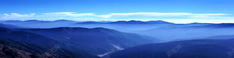 蓝色云海山脉psd设计背景_新图网 https://ixintu.com 中国风 层叠山脉 山脉 海报banner 蓝色云海