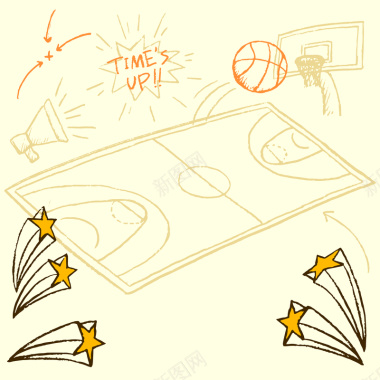 卡通手绘篮球激情球赛球场背景矢量图背景