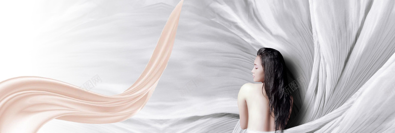 丝绸banner背景jpg设计背景_新图网 https://ixintu.com 丝滑 丝绸 女性背影 海报banner 美女 背影