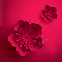 春节送福海报3D立体剪纸花朵喜庆春节迎春纳福海报背景矢量图高清图片
