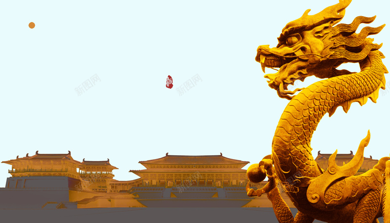 中国风龙雕塑海报背景psd设计背景_新图网 https://ixintu.com 中国风 中国风龙雕塑海报 古典 古建筑 古韵 宫殿 金龙 雕塑 黄金 龙 龙头 龙雕刻 龙雕塑