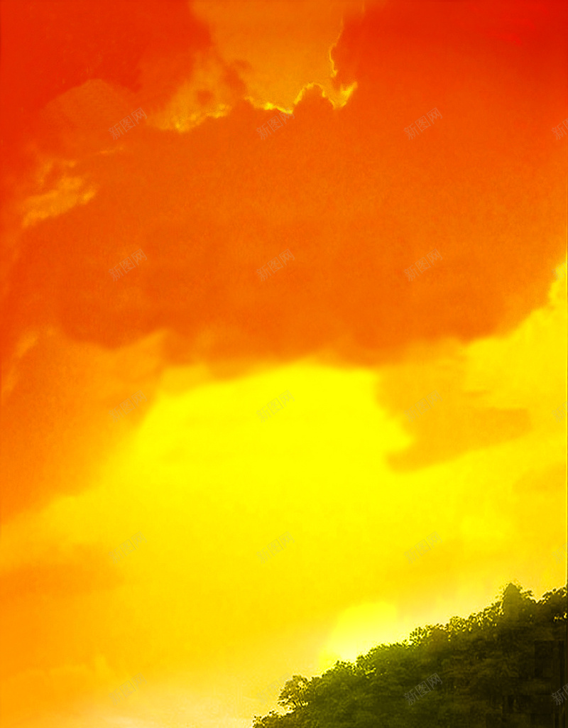 火烧云印刷背景jpg_新图网 https://ixintu.com 云朵 天空 摄影 树林 橙色 湖泊 火烧云印刷背景 红色 风景 黄色