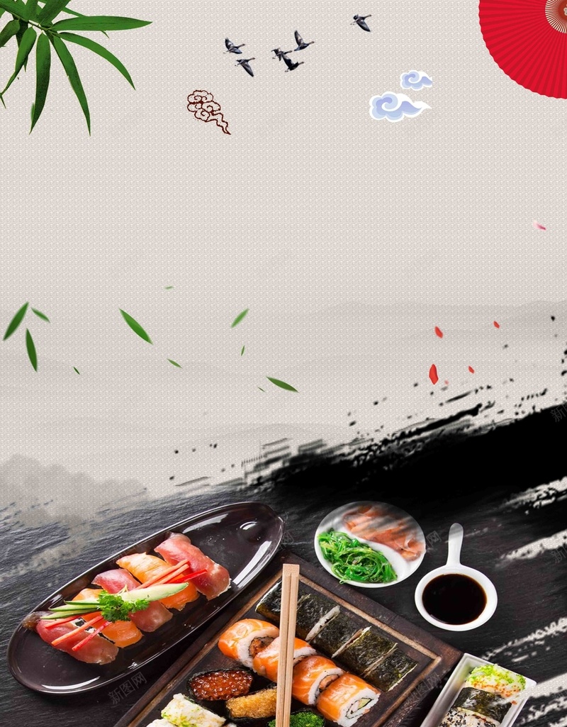 传统日本料理宣传海报psd设计背景_新图网 https://ixintu.com 传统 刺身 宣传 寿司 料理 日式 日本 海报 特色 生鱼片 芥末
