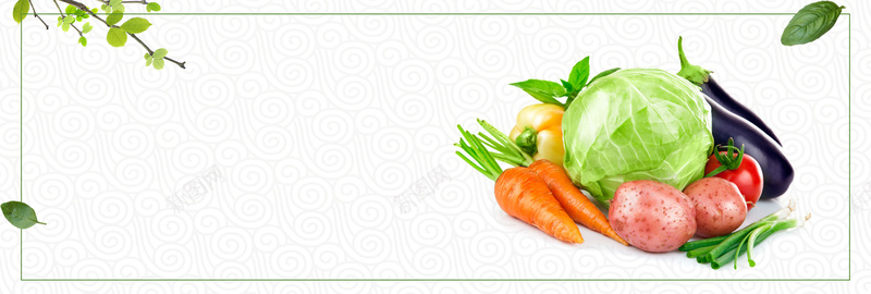 绿色清新蔬菜水果生鲜食品电商banner背景