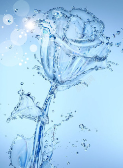水玫瑰化妆品水玫瑰蓝色背景高清图片