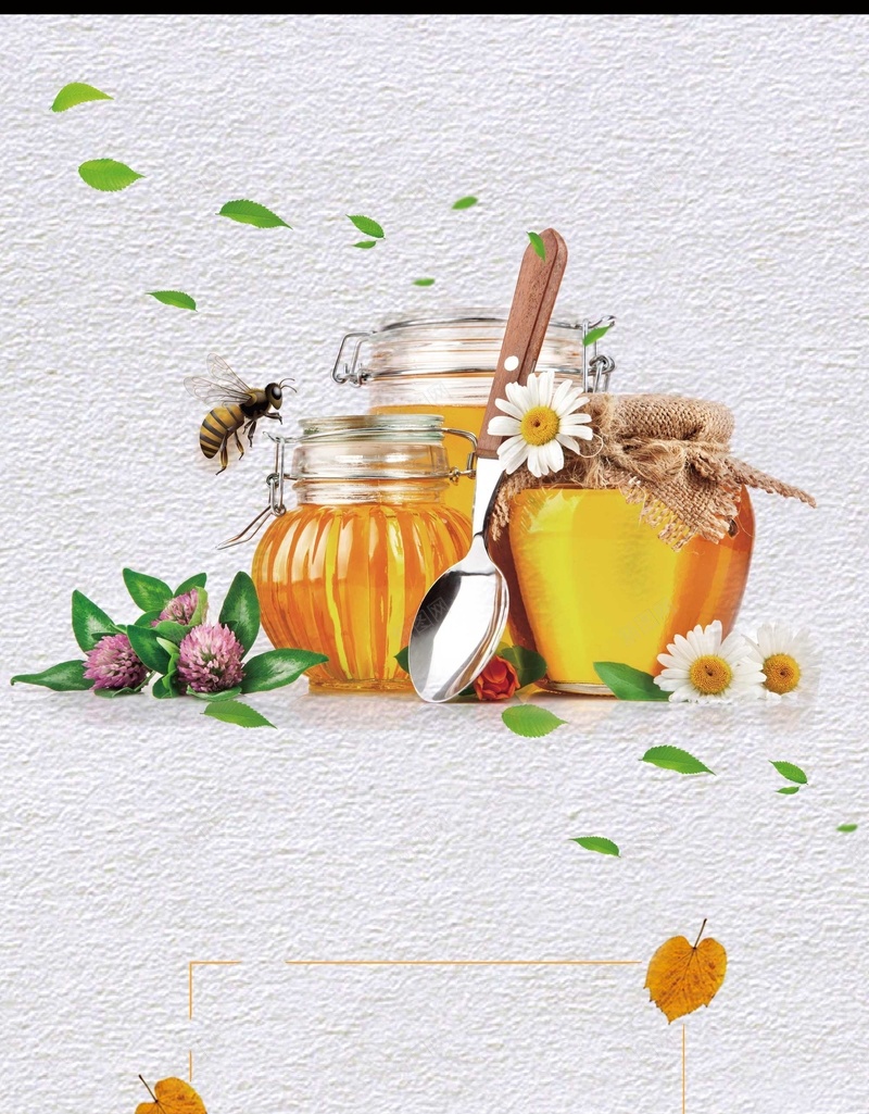 蜂蜜蜜蜂背景psd_新图网 https://ixintu.com 摄影 绿叶 蜂蜜 蜜蜂 风景