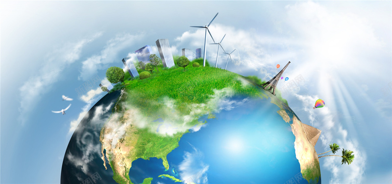 创意地球环保能源海报背景