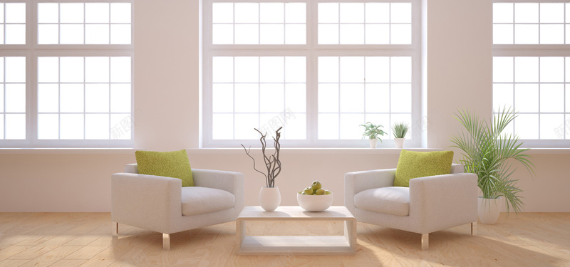 室内背景图jpg_新图网 https://ixintu.com 室内 小清新 摄影 植物 沙发 海报banner 白色 绿色 风景