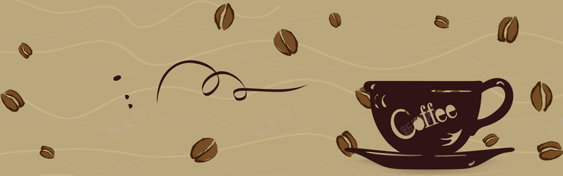 创意咖啡杯背景psd设计背景_新图网 https://ixintu.com 卡通 卡通温馨 咖啡杯 咖啡豆 手绘 浅棕色 浪漫 海报banner 童趣 线条