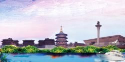河南旅游洛阳地标建筑旅游宣传海报背景高清图片