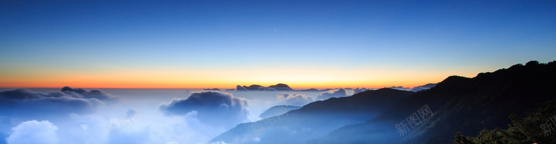 山顶云海地平线风景背景摄影图片