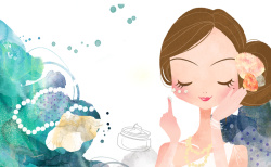 霜液卡通手绘化妆品海报背景高清图片