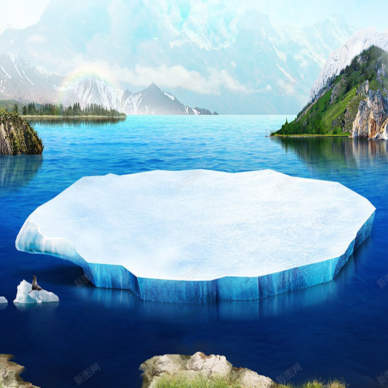 摄影首图psd_新图网 https://ixintu.com 主图 冰块 山 摄影 蓝色 风景