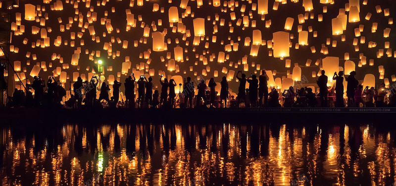 夜晚孔明灯背景图摄影图片