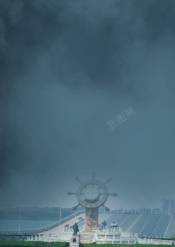 美丽滨州雾霾笼罩下的城市背景高清图片