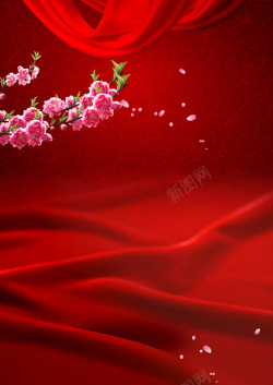 红色布匹红色质感背景高清图片
