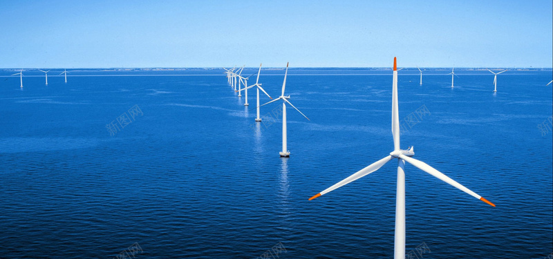 太阳能发电海上风力发电摄影图片