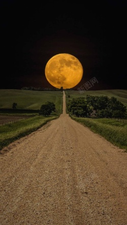 道路尽头道路尽头的月亮嫦娥奔月H5背景高清图片