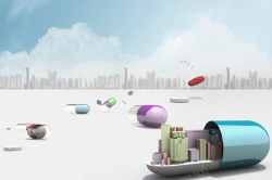 市环保创意药品海报背景高清图片