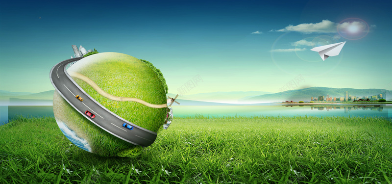 绿化环保地球大气绿色淘宝海报背景背景