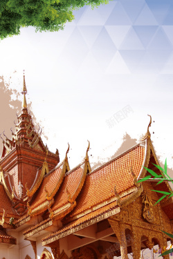 泰国建筑物泰国旅游海报背景高清图片
