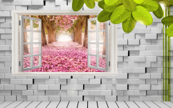 樱花装饰画3D立体樱花海报背景高清图片