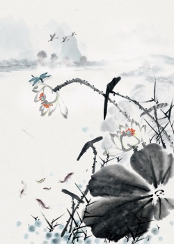 宁静村庄装饰画中国风水墨山水装饰画高清图片