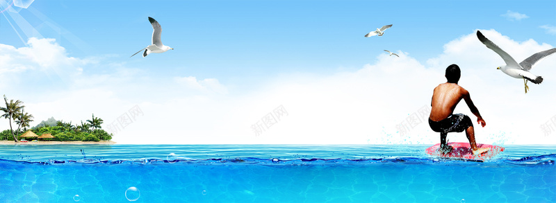 夏日冲浪bannerpsd_新图网 https://ixintu.com 冲浪 度假 摄影 海报banner 海滩 运动 风景