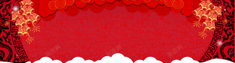 红色喜庆中式边框背景背景