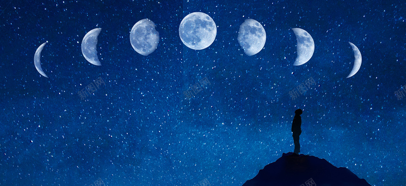 创意星空月食仰望夜空bannerjpg设计背景_新图网 https://ixintu.com banner 仰望夜空 创意 太空 星空 景观 月亮 月牙 月食 演变 过程