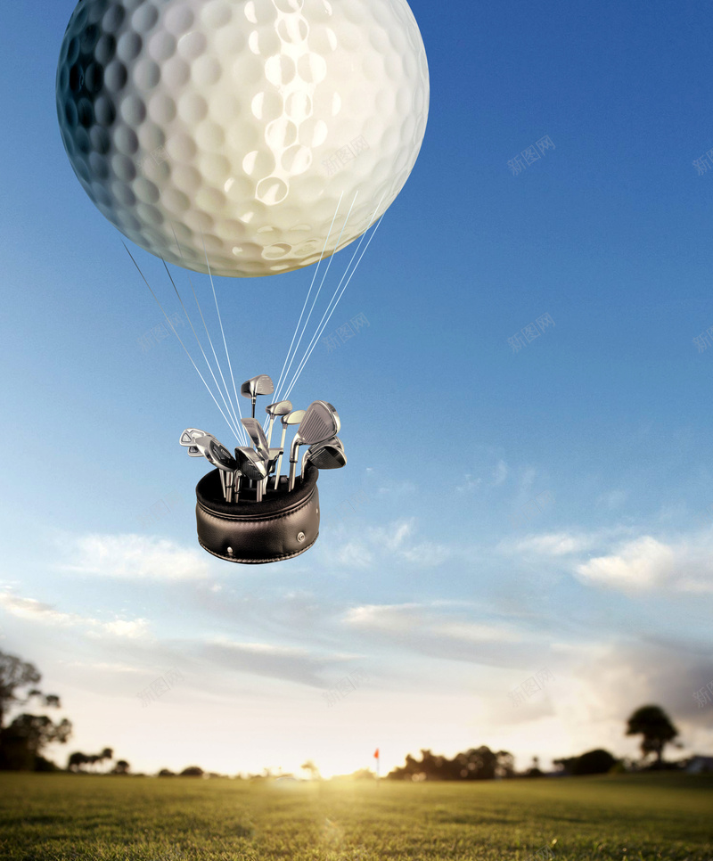 商业高端高尔夫背景psd_新图网 https://ixintu.com 摄影 时尚 热气球 球杆 草地 运动 风景 高尔夫 高尔夫球 高端