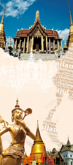 曼谷海报泰国旅游海报背景高清图片