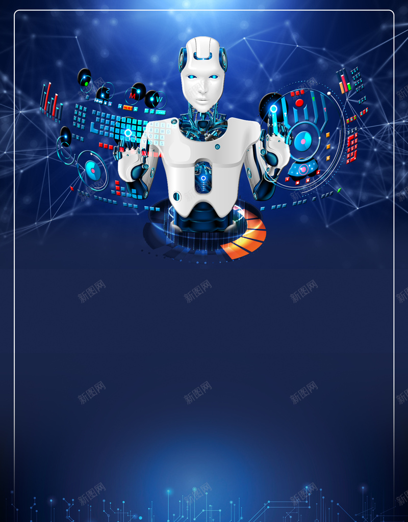 智慧创造未来科技宣传海报psd设计背景_新图网 https://ixintu.com VR 云服务 人工智能展览 人机交互 人机交互界面 大数据 智能时代 机器人 科技海报 蓝色