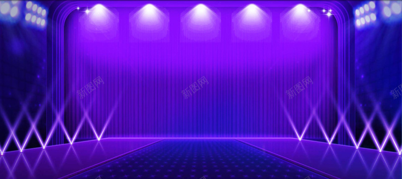 紫色舞台灯光背景背景